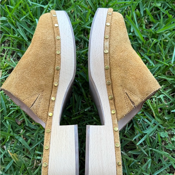 J. Crew Mules Dakota Suede Wood Sole Clogs Slip On Style Womens size 9.5 - Picture 2 of 9